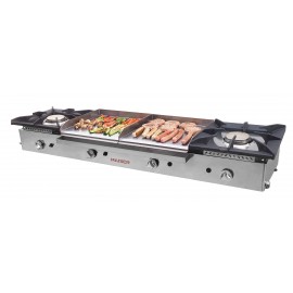 Cocina a gas 2 fuegos con 2 planchas cromo duro de 40