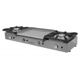 Cocina a gas 2 fuegos con plancha laminada de 60