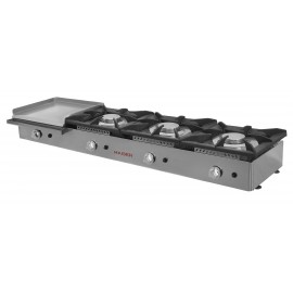 Cocina a gas 3 fuegos con plancha laminada de 40