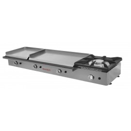 plancha a gas 80+40 de acero laminado con fogón